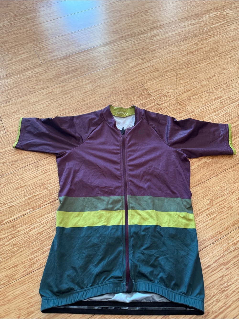 Veloce Women's Colorblock Cycling Jersey in Plum/Olive/Teal